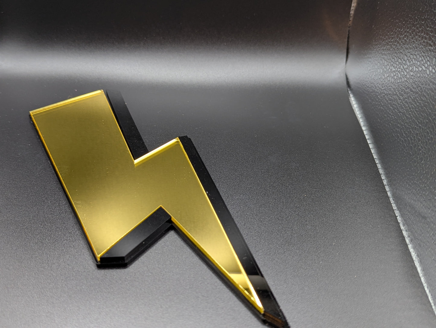 Tattoo-Inspired Gold Lightning Bolt Acrylic Mirror Wall Decor
