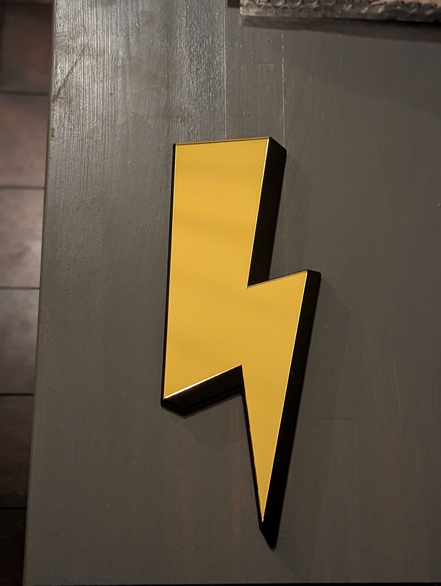 Tattoo-Inspired Gold Lightning Bolt Acrylic Mirror Wall Decor